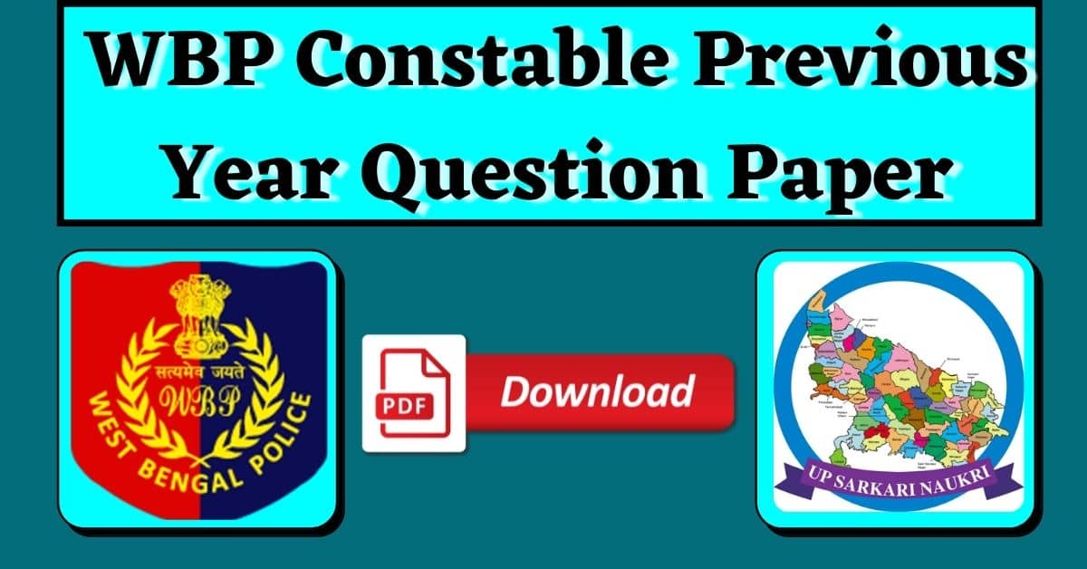 WBP Constable Previous Year Question Paper 2023