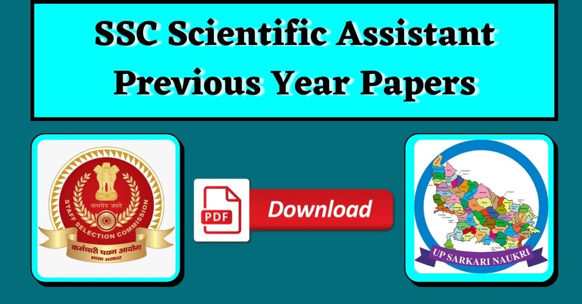 SSC Scientific Assistant Previous Year Papers￼